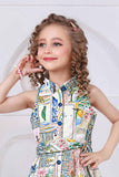 Trendy Multicolor Printed Causal Dress For Girls