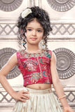 Traditional Red Printed Pattu Pavadai For Girls