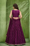 Premium Wine Embroidered Lehenga Choli with Dupatta For Girls