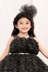 Black Frock With Ruffled Embellished For Girls