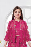 Rani Pink Embroidered Jacket Style Lehenga Choli