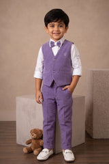 Boys  Lavender Waistcoat Suit Set with Bow Tie