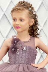 Designer Grape Tutu Frock With Sequin Work For Girls