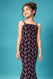Wine and Silver Leaf Sequin Party Wear Gown With 3D Bow Appliqué For Girls