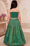 Girls Green Embroidered Lehenga Choli Set with Dupatta
