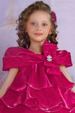 Radiant Ruffle Rani Pink Party Wear Frock For Girls
