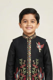 Black Multicolor Embroidered Kurta Set For Boys For Boys