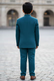 Classic Teal Green Jhodhpuri Suit Set For Boys