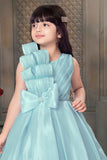Sky Blue Gown With Bow Embellished For Girls