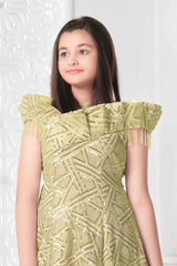 Royal Pista Sequined Partywear Gown For Girls