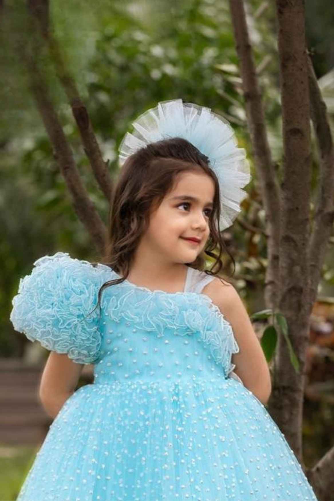 Pastel Blue Cupcake Style Gown For Girls
