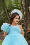 Pastel Blue Cupcake Style Gown For Girls