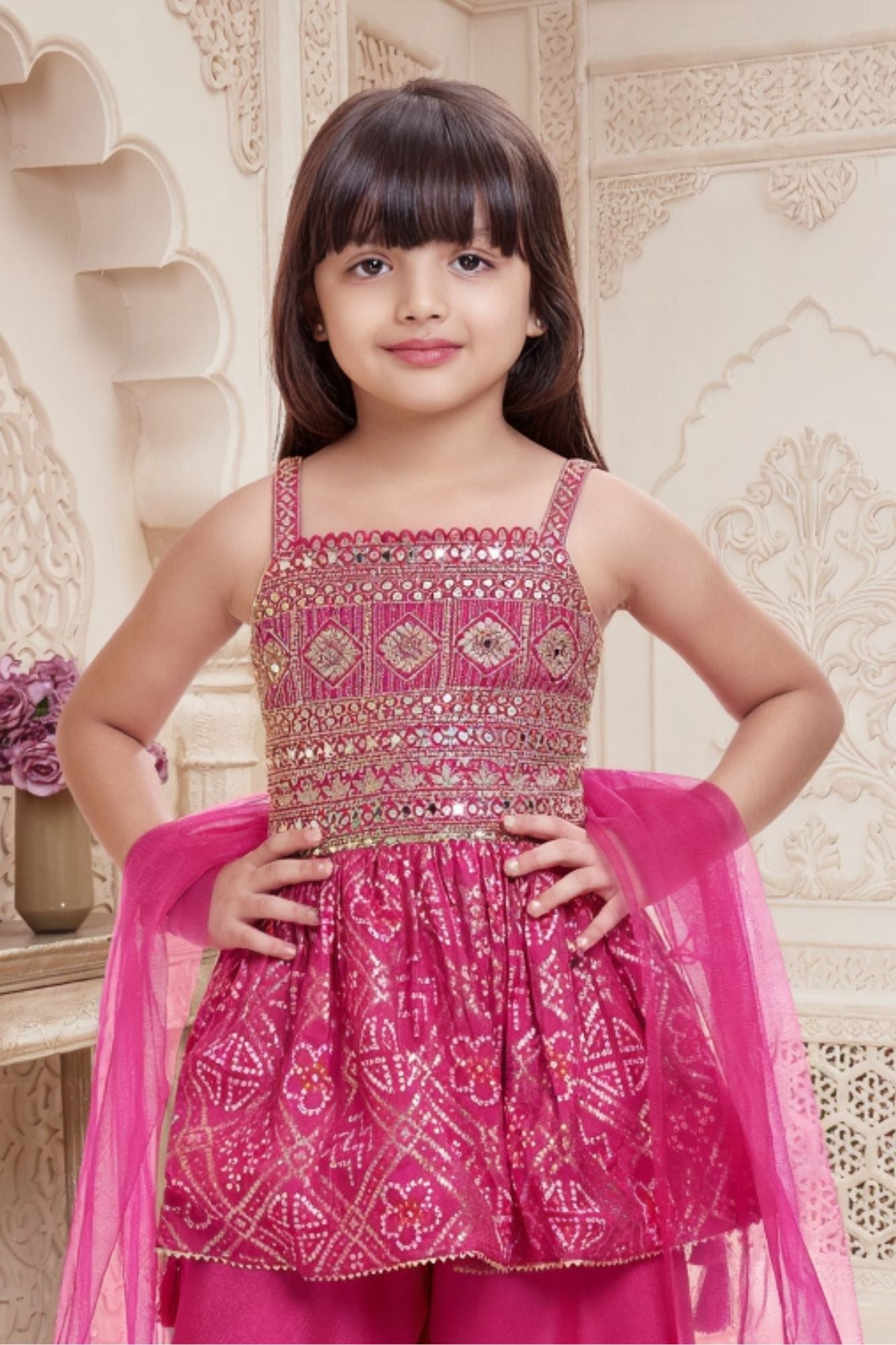 Palazzo Suit Girls Peplum Dress Pink Embroidered Peplum Top Palazzo Set For Girls 4-5Y (22) Palazzo Suit Girls Peplum Dress Pink Embroidered Peplum Top Palazzo Set For Girls 4-5Y (22)