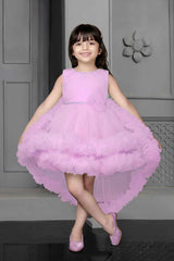 Lavender Net Multilayer With Ruffle Frock For Girls