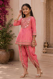 Dusty Pink Mirror Work Dhoti Kurta Set