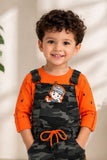 Orange T-Shirt with Camouflage Dungaree Set
