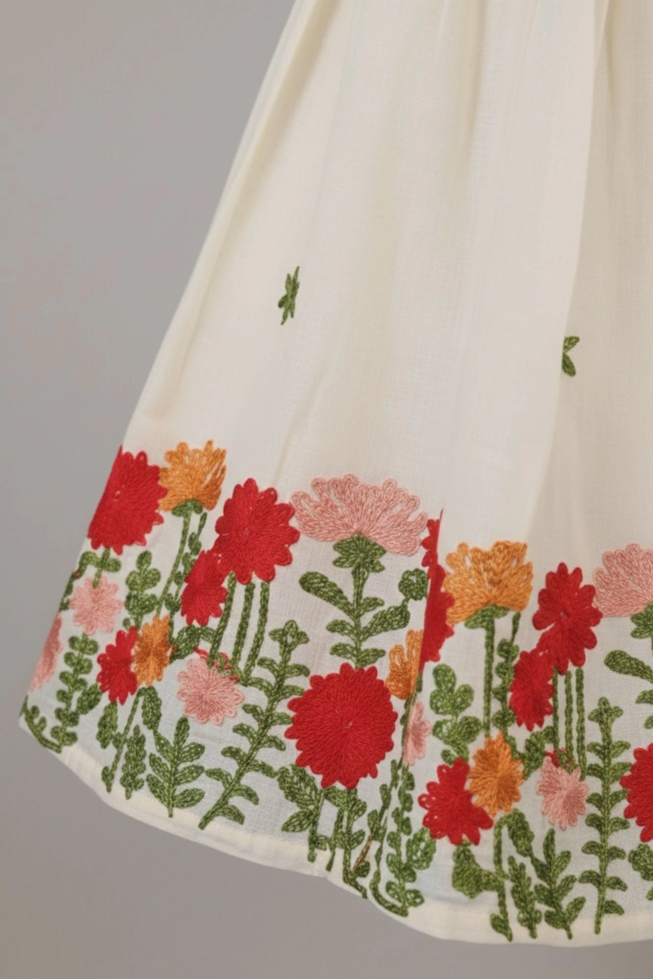 Cream Floral Embroidered Lehenga Choli for Girls
