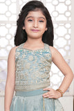 Sky Blue Heavy Embroidered Lehenga Choli For Girls