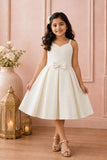 Ivory Embellished Party Frock with Lace Shrug and Bow Detail