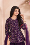 Wine Palazzo Set with Multicolor Floral Embroidered Top And Dupatta for Girls