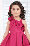 Rani Pink Sleeveless And Floral Embellished Frock For Girls