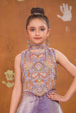 Lavender Embroidered Palazzo Set For Girls