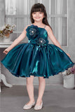 Blue Sleeveless And Floral Embellishment With Stone And Pearl Work Frock For Girls