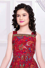 Rani Pink Embroidered And Sequined Palazzo Set For Girls