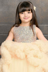 Fone Embellished With Ruffled And Sequin Frock For Girls