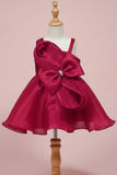 Rani Pink Embellished Party Frock with Pleated Petal Bow For Girls