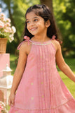 Girls Pink Sleeveless Dress with Pintuck Pleats