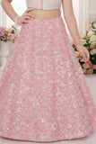 Blush Pink Sequin Lehenga Choli For Girls