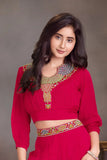 Designer Red Palazzo Set With Multicolor Thread Embroidery for Girls