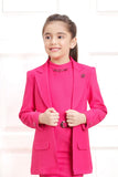 Hot Pink Blazer Dress Set For Girls