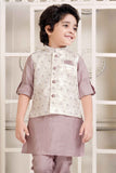Onion Pink Kurta Set With Cream Bandi For Boys