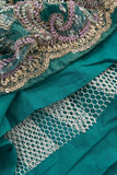 Girls Rama Green Embroidered Lehenga Choli Set with Dupatta