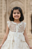 Cream Zari Embroidered Dress  For Girls
