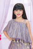 Lavender Stone Work And Zardosi Work Lehenga Choli For Girls