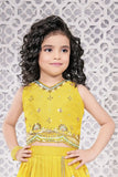 Yellow Embellished Lehenga Choli Set for Girls