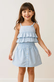 Powder Blue Ruffle Top and Skirt Co-ord Set For Girls