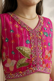 Rani Pink Floral Printed Embroidered Lehenga Choli with Dupatta