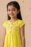 Elegant Yellow Hakoba And Embroidered Frock For Girls