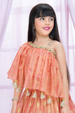 Peach Stone Work And Zardosi Work Lehenga Choli For Girls