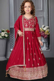 Classic Red Sequins Embroidery And Zari Work Ethnic Gown For Girl
