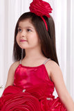 Red Rosette Party Wear Frock for Girls