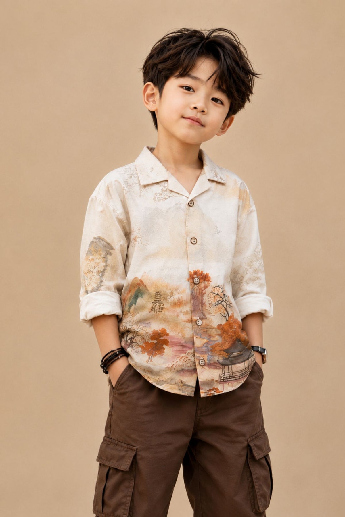 Fawn Scenic Landscape Printed Shirt