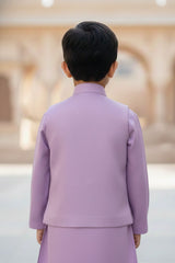 Lavender Sequins Embroidered Kurta Pyjama Set with Jacket For Boys