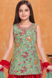 Mint Green Embroidered Patiala And Dupatta For Girls