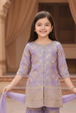Lavender Embroidered Sharara Set With Dupatta For Girls
