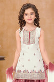 Cream and Rust Patiala Set With Sequins Embroidered Kurti And Dupatta For Girls